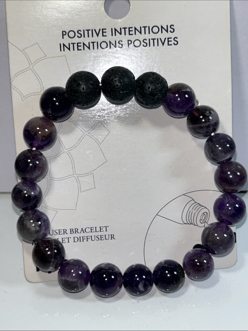 NWT Genuine Amethyst Quartz Gemstone Bead Aromatherapy Bracelet